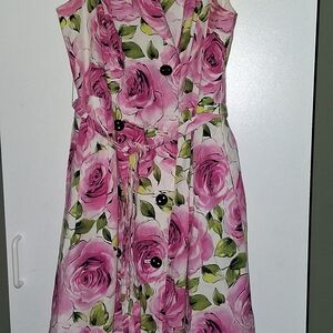 Teri Jon Pink Floral Midi Dress